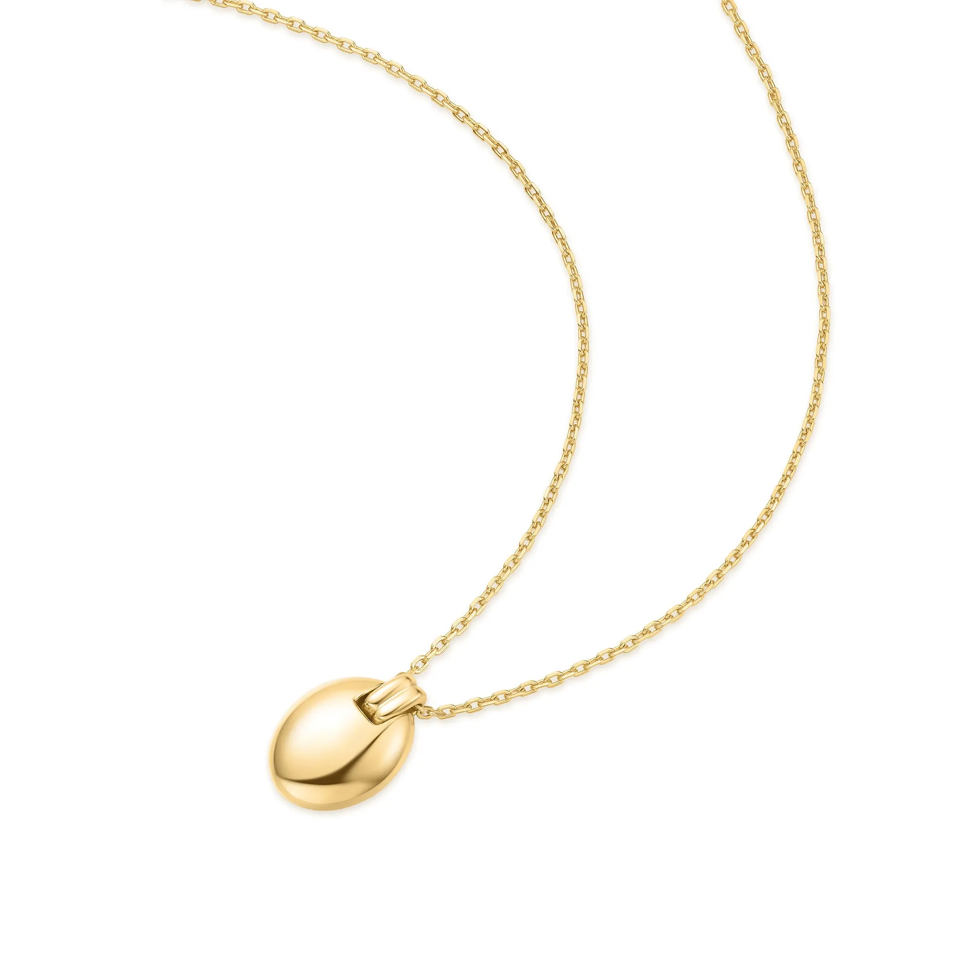 Gold Oval Charm Necklace
