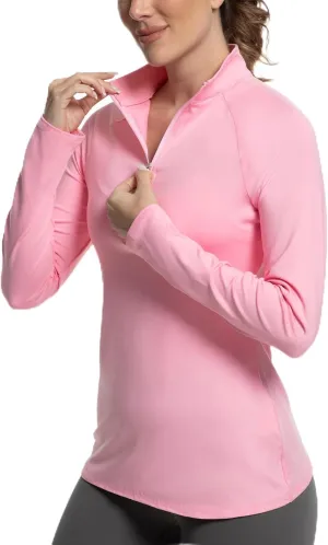 Golf Shirts for Woman UPF 50  Sun Protection Quick Dry Lightweight Long Sleeve Polo Shirts for Woman Rash Guard