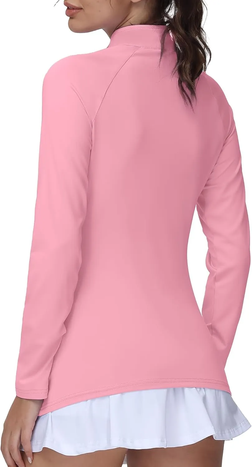 Golf Shirts for Woman UPF 50  Sun Protection Quick Dry Lightweight Long Sleeve Polo Shirts for Woman Rash Guard