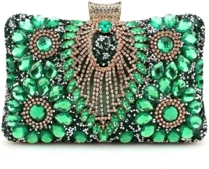 Green Tassel Women Evening Bags Diamonds Small Day Clutch Luxury Chain Shoulder Handbags for Party Holder Purse (Color : YM6545green)