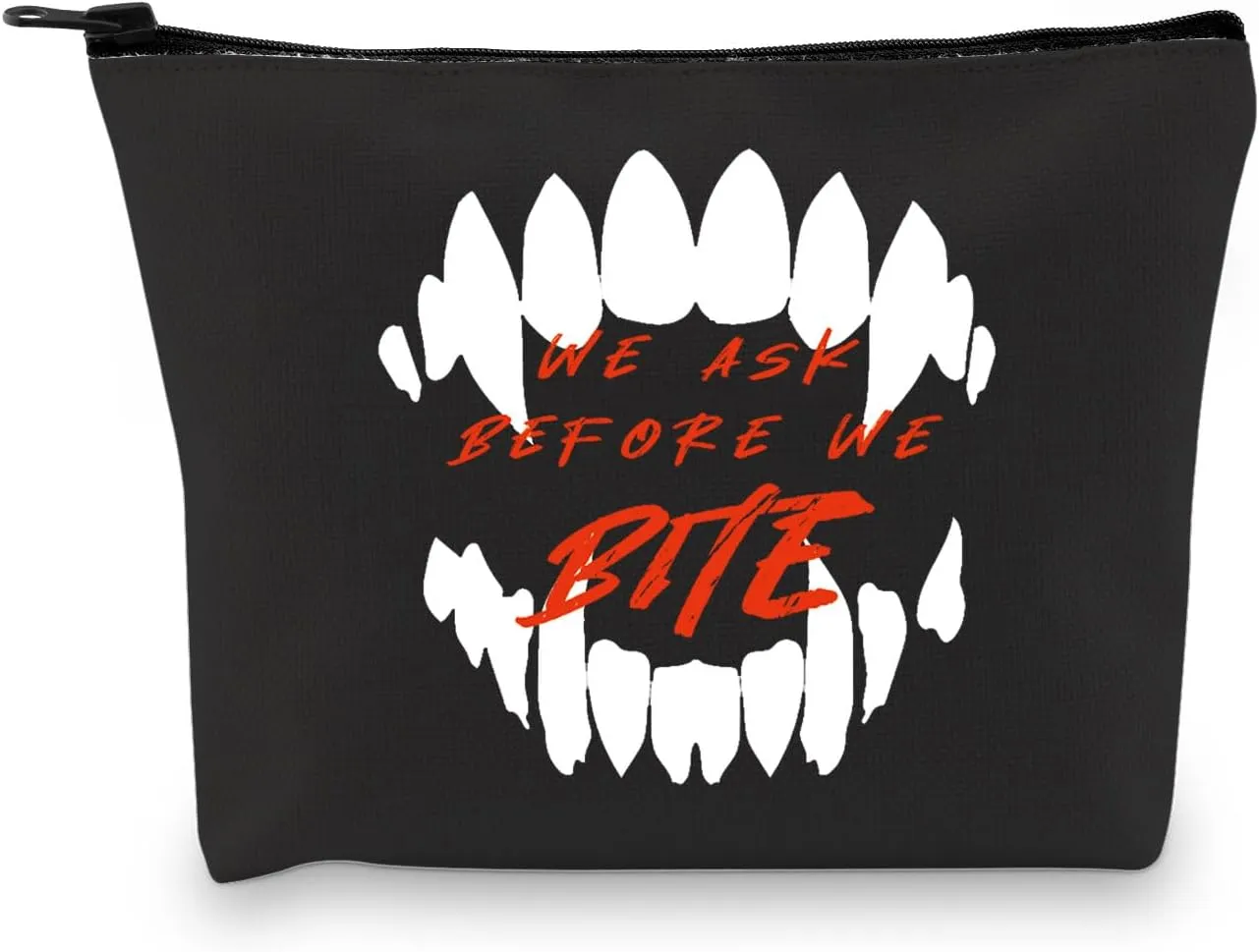 Gzrlyf BG3 Astarion Merch Makeup Bag BG3 Video Game Gift Astarion Fan Gift Cosmetic Bag (Ask Before We BITE)