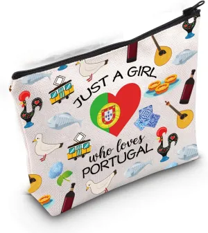 Gzrlyf Portugal Makeup Bag Just a Girl Who Loves Portugal Funny Portugal Portugal Travel Gifts Gift for Female Portugal (just Portugal)