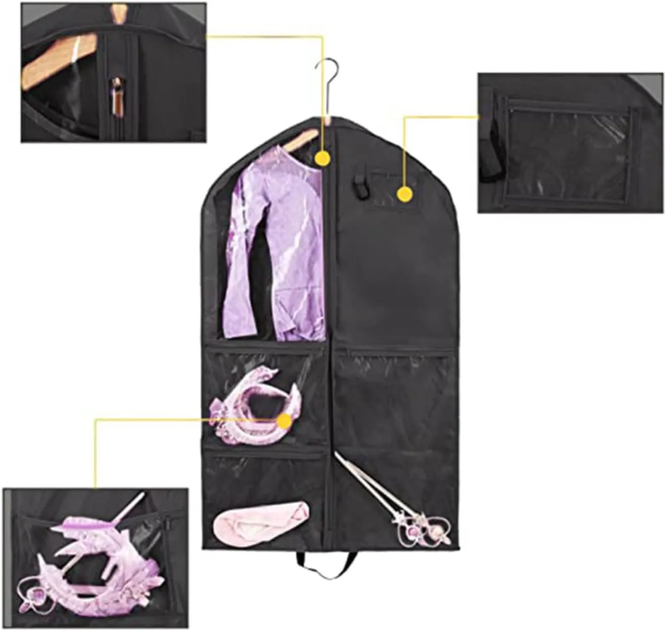 Hanging Garment Bag Waterproof 40 inch for Hanging Clothes Travel Storage Bags for Kids Dance Costumes Sports Skating Theatre Beauty Pageants (Pink 2 packs, 24 x 3 x 40 inches)