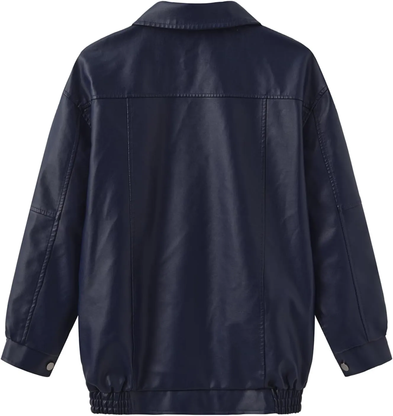 hathne Women's Oversized Leather Jackets Faux Zip Up Fall Fashion Motorcycle Jackets Coats Winter Clothes
