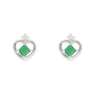 Heart Shaped Emerald & Diamond Earring