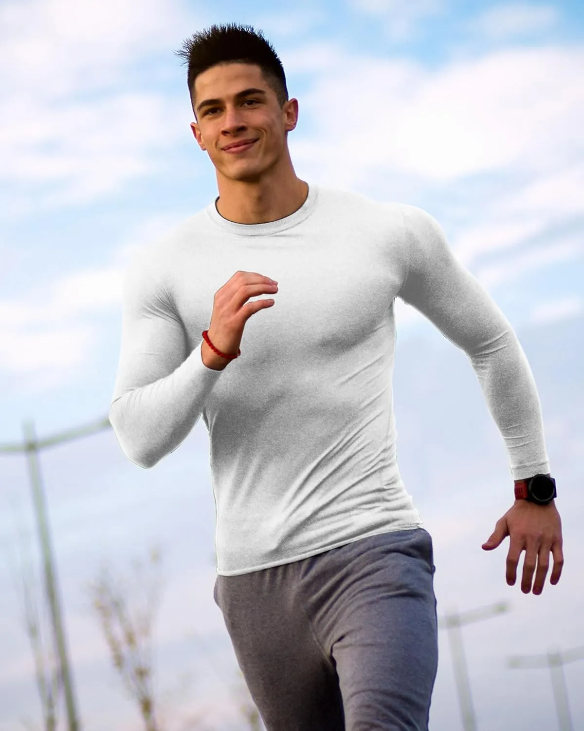 Hicarer 4 Pack Men's Compression Shirts Dry Fit Long Sleeve Athletic Workout Top Thermal Shirt Gym Sports Base Layers