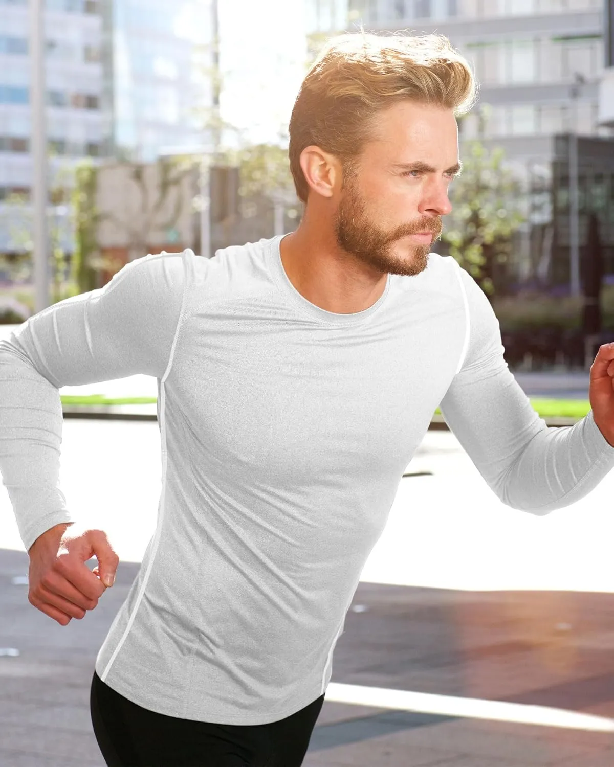 Hicarer 4 Pack Men's Compression Shirts Dry Fit Long Sleeve Athletic Workout Top Thermal Shirt Gym Sports Base Layers