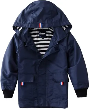 Hiheart Boys Girls Waterproof Hooded Jackets Cotton Lined Rain Jackets
