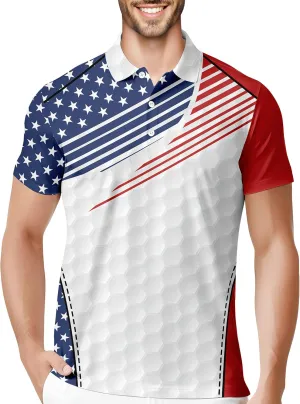 HIVICHI Golf Shirts for Men Funny Hawaiian Crazy Print Mens Polo Shirt