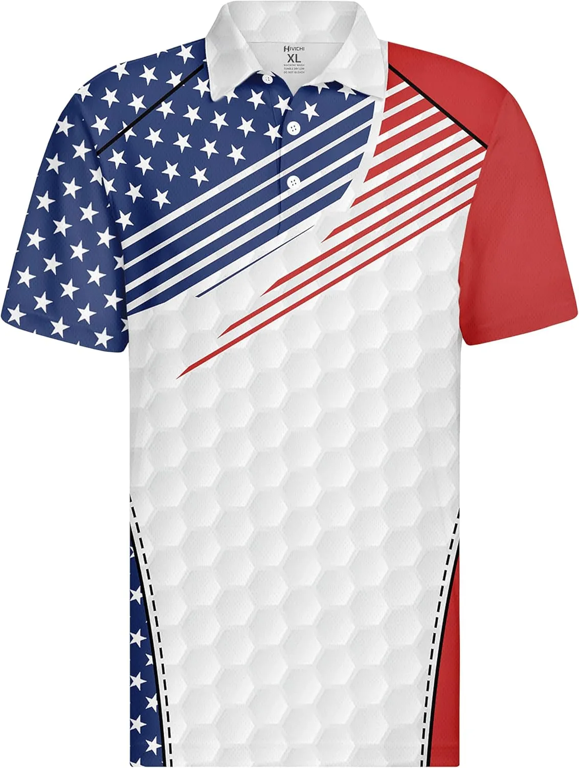 HIVICHI Golf Shirts for Men Funny Hawaiian Crazy Print Mens Polo Shirt