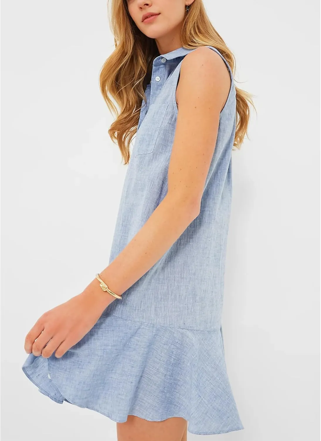 Hixiaohe Women Summer Shirt Dresses Casual Button Down Sleeveless Mini Dress for Women Beach Flowy Short Sundresses
