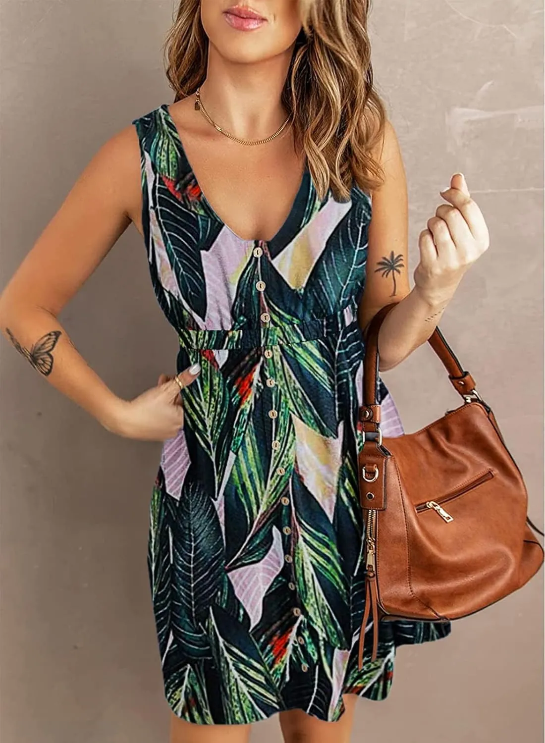 Hount Women's 2024 Casual Summer Sleeveless Dresses Button Down Beach Sundress with Pockets