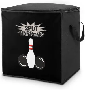 I Love Bowling Ball Convenient Quilt Storage Bag Store Clothes Box Blankets with Carrying Handles