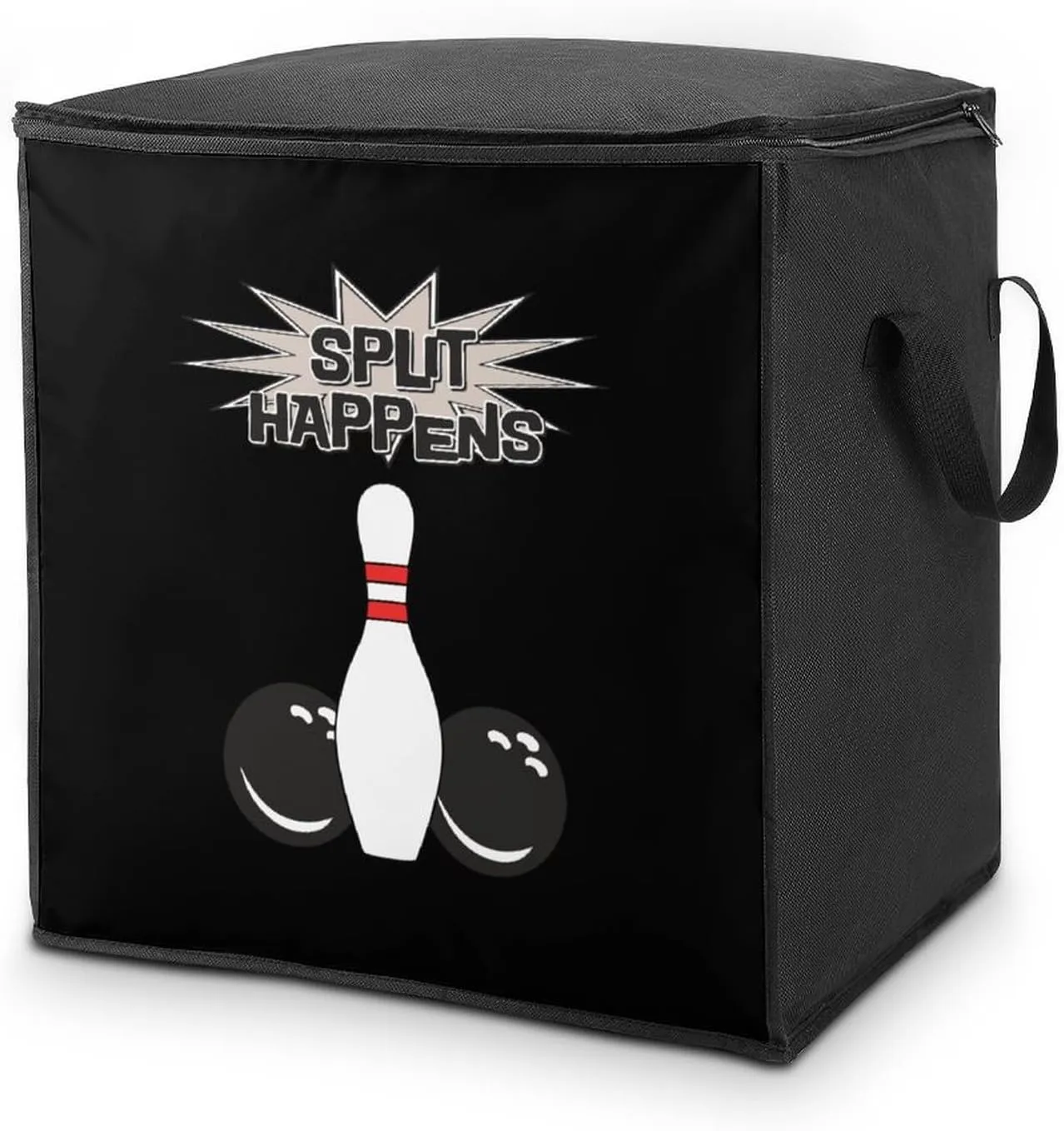 I Love Bowling Ball Convenient Quilt Storage Bag Store Clothes Box Blankets with Carrying Handles
