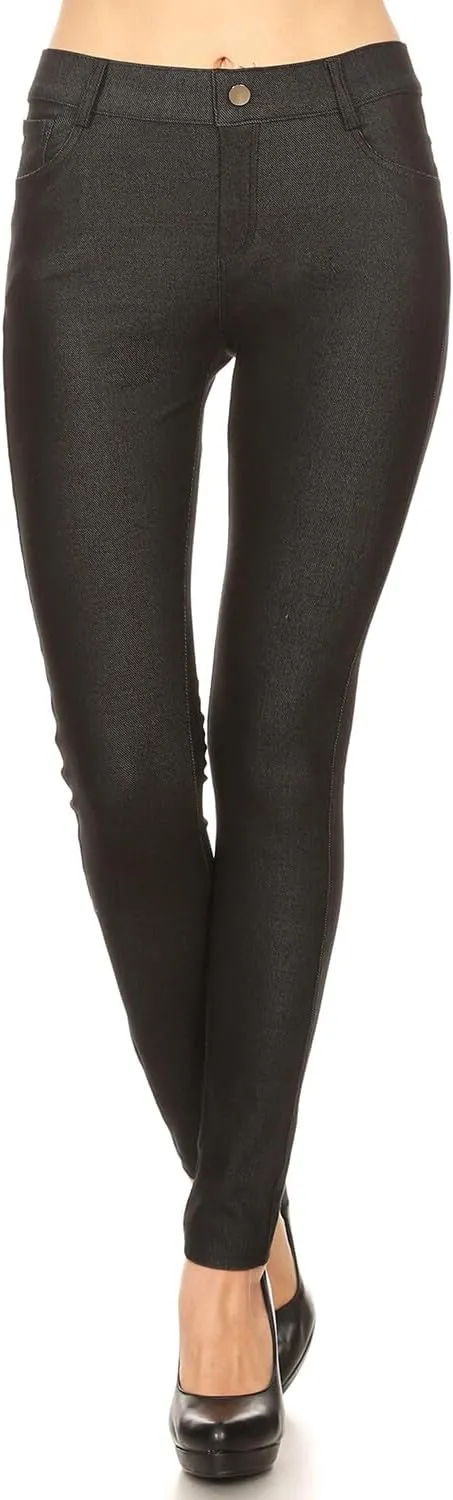 ICONOFLASH Women's Stretch Jeggings with 5 Pockets Pull On Skinny Jean Leggings (Available in Plus Size)