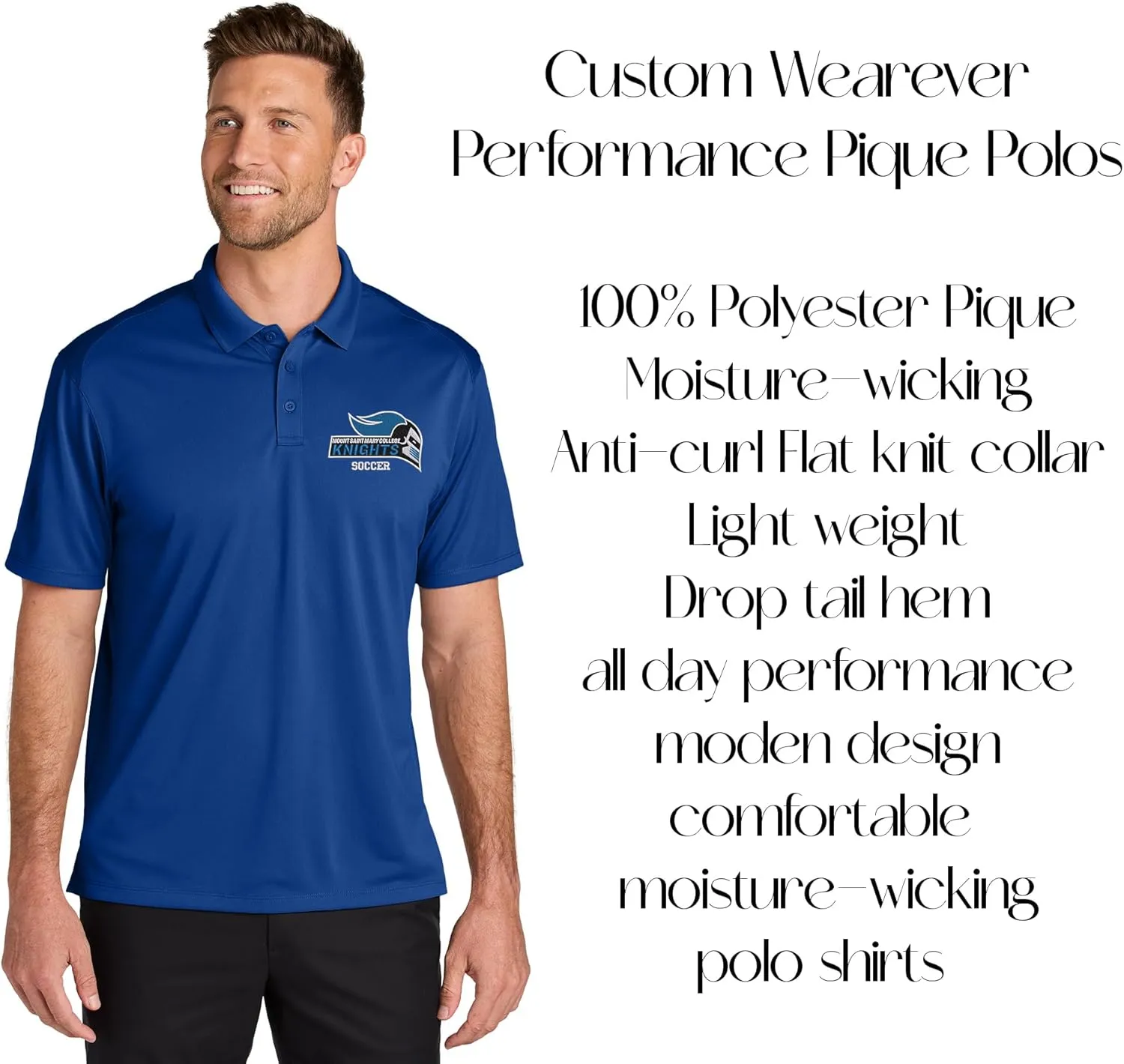 INK STITCH Men K240 Custom Embroidery Add Logo Texts Wearever Performance Pique Polo Shirts