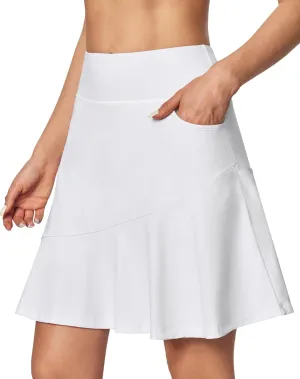 IUGA 20" Knee Length Skort Golf Skirts for Women High Waisted Tennis Skirt Ruffle Skorts for Women with Pockets