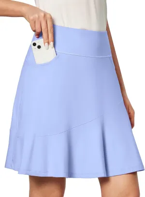 IUGA 20" Knee Length Skort Golf Skirts for Women High Waisted Tennis Skirt Ruffle Skorts for Women with Pockets