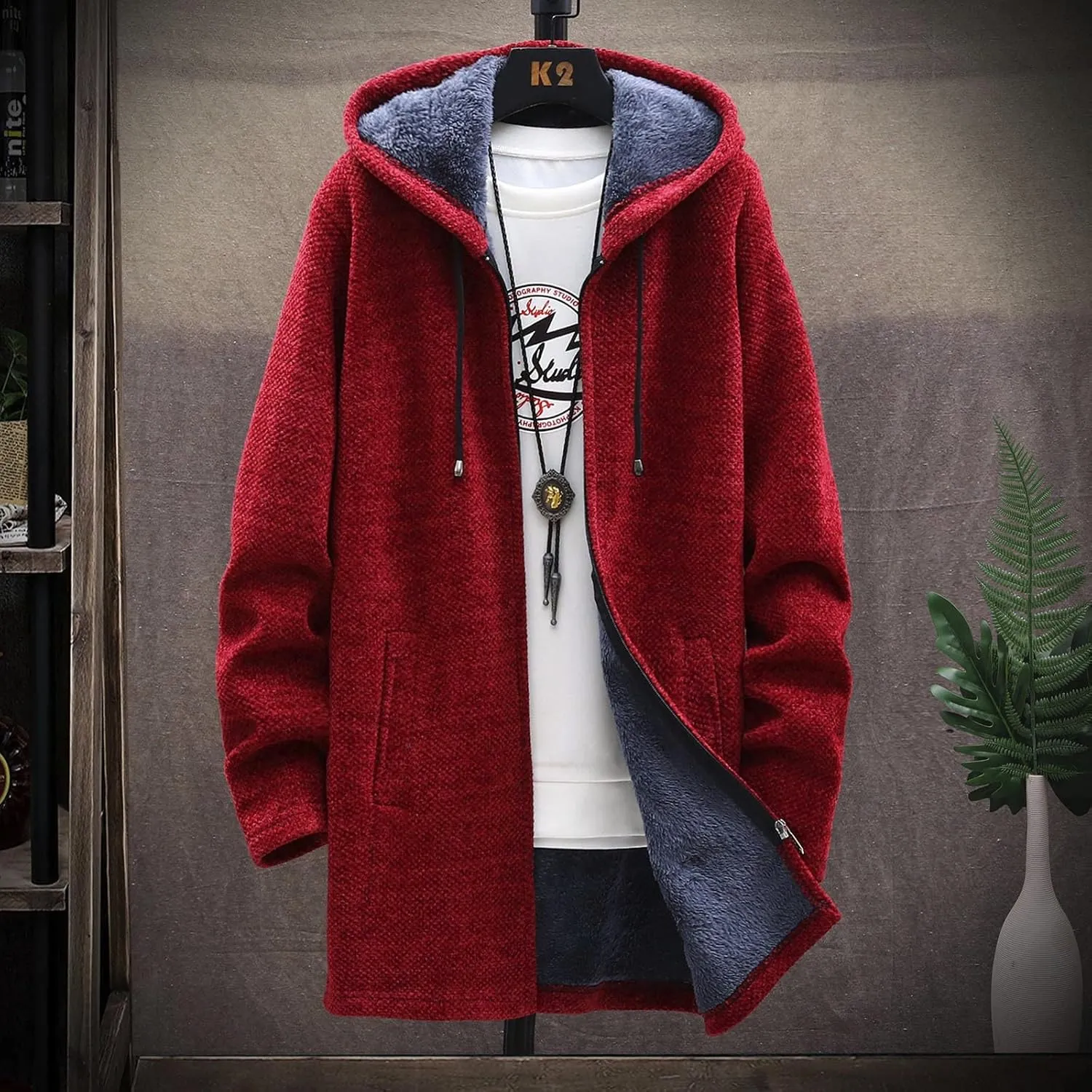 Jackets for Men Fall and Winter Men's Fashion Loose Cardigan Warm Hooded Jacket Sweater Jackets
