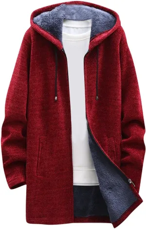 Jackets for Men Fall and Winter Men's Fashion Loose Cardigan Warm Hooded Jacket Sweater Jackets