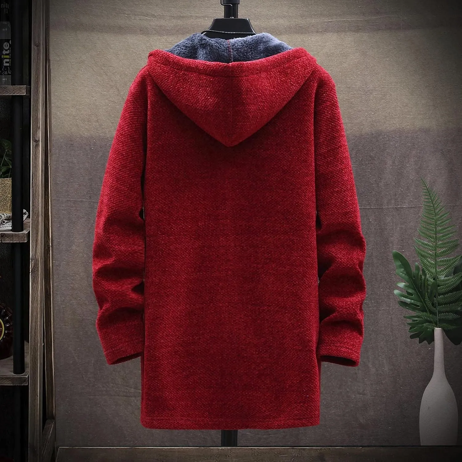Jackets for Men Fall and Winter Men's Fashion Loose Cardigan Warm Hooded Jacket Sweater Jackets
