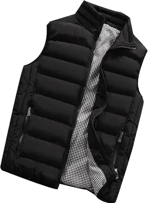 Jackets for Men Fall Winter Coat Padded Cotton Vest Warm Hooded Thick Vest Tops Jacket Jackets
