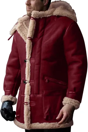 Jackets for Men Men's Lined Hooded Jacket Retro Long Suede Jacket Coat Jackets