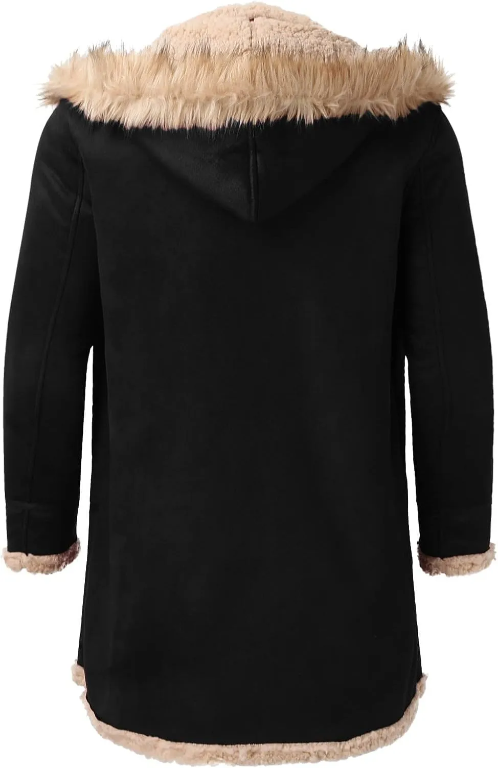 Jackets for Men Men's Lined Hooded Jacket Retro Long Suede Jacket Coat Jackets