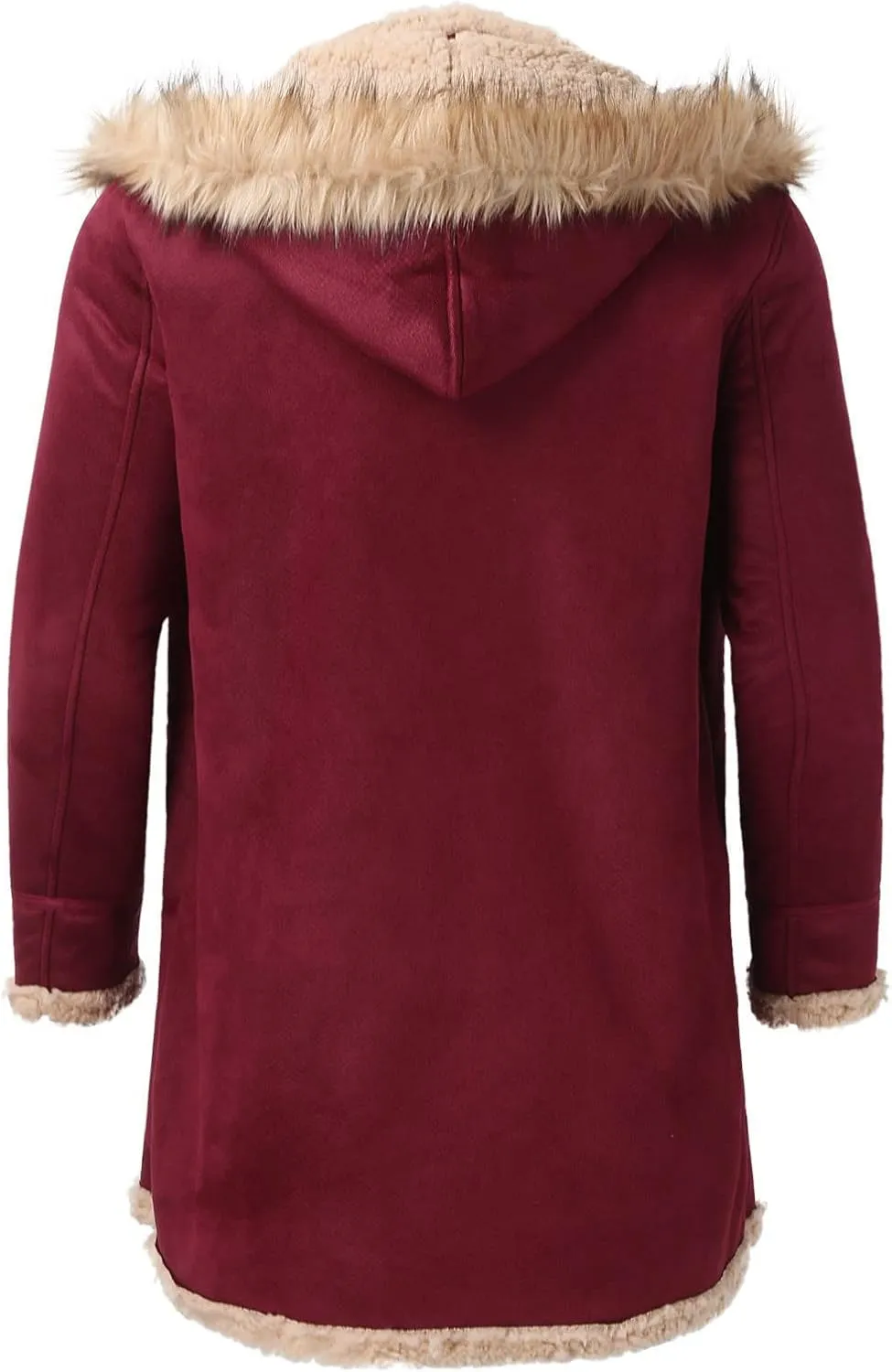 Jackets for Men Men's Lined Hooded Jacket Retro Long Suede Jacket Coat Jackets