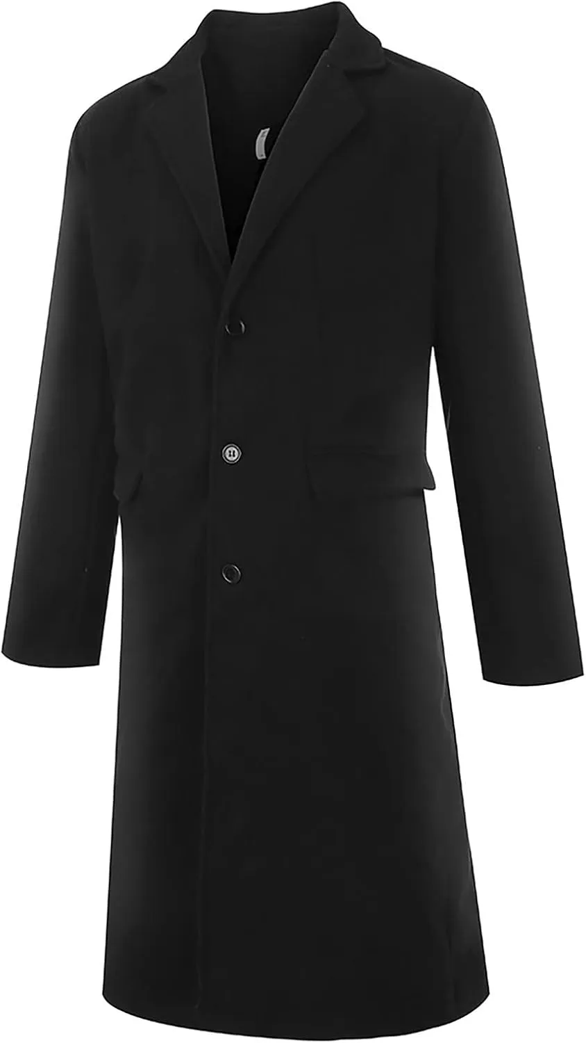 Jackets for Men Winter Fashion Men's Slim Fit Long Single Breasted Thermal Wool Trench Coat Jackets