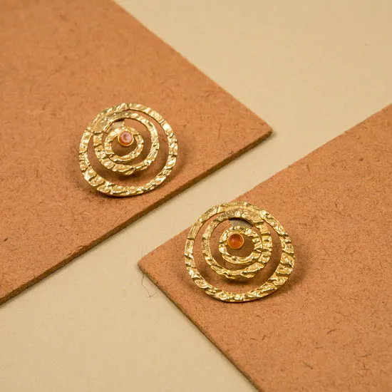 jewelry - berserk - Gold Plated Carnelian Spiral Studs