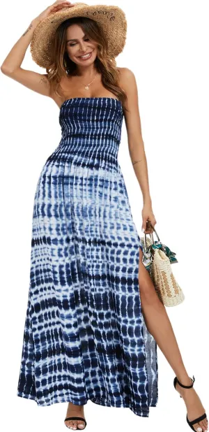Just Quella Maxi Dresses for Women Summer Strapless Boho Beach Long Dress