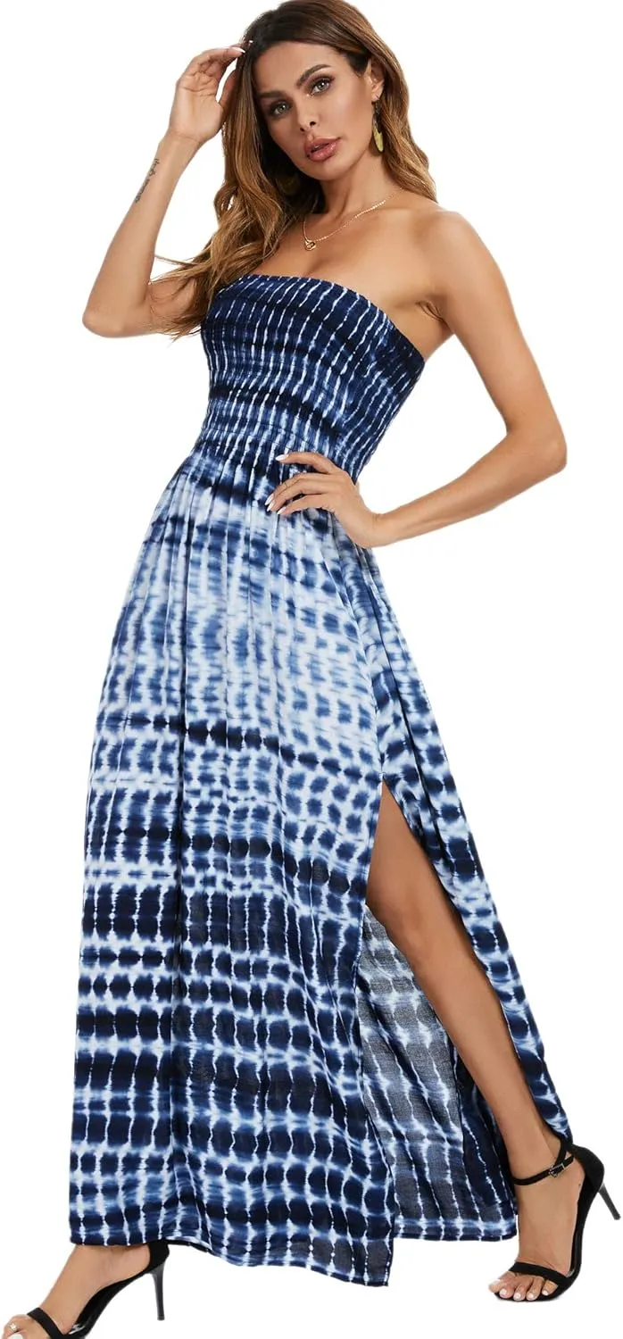 Just Quella Maxi Dresses for Women Summer Strapless Boho Beach Long Dress