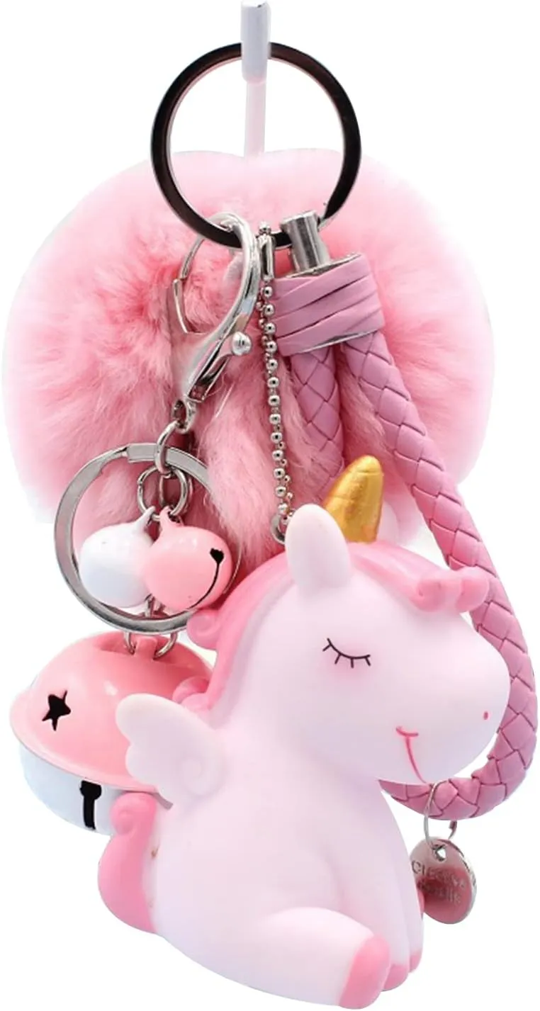 K Keychains for Girls Women Kids Kawaii Anime Cute Car Key Chain Accessories Pom Pom Wristlet Keychain for Backpack Handbag