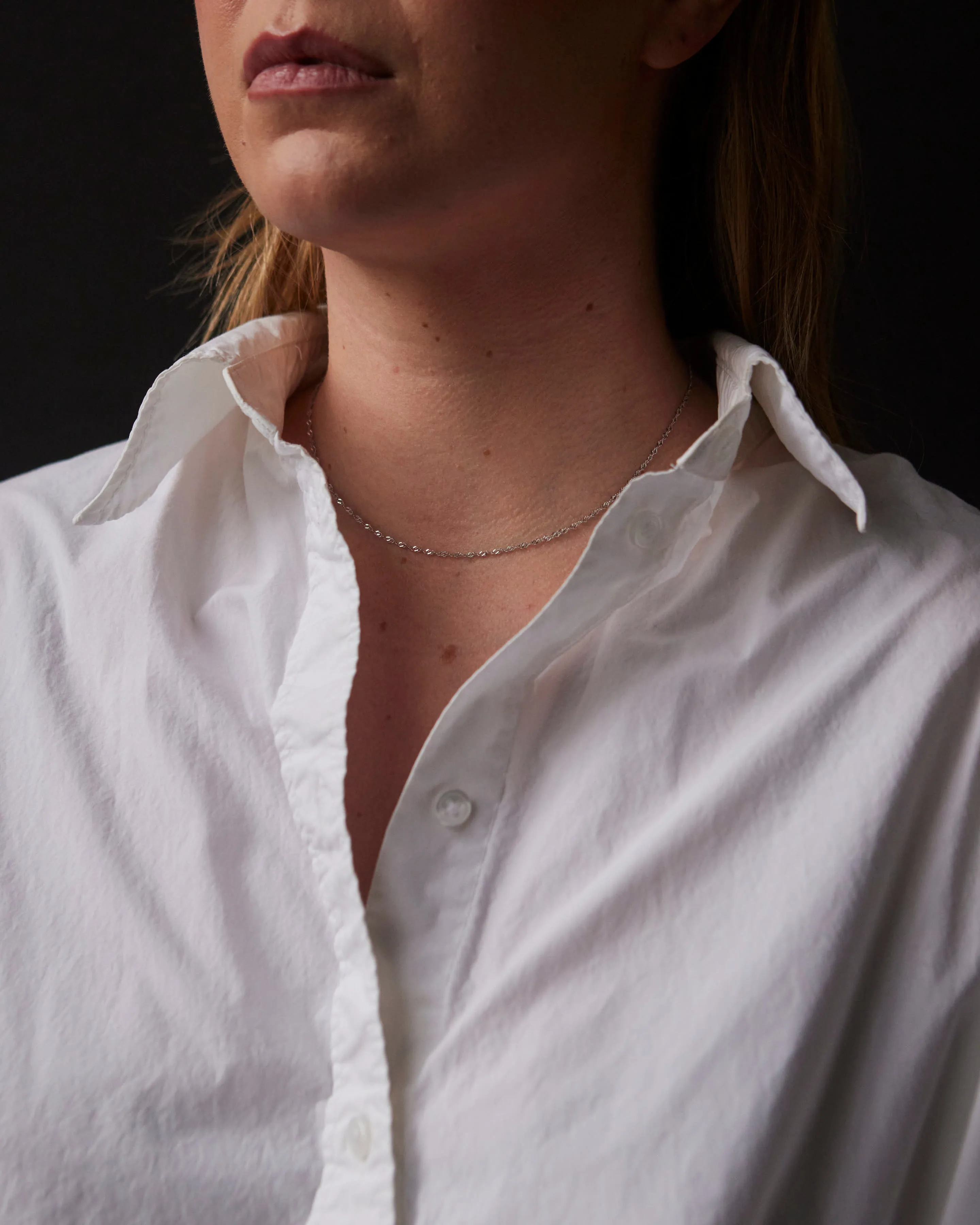Kara Yoo Thin Singapore Necklace, Sterling Silver