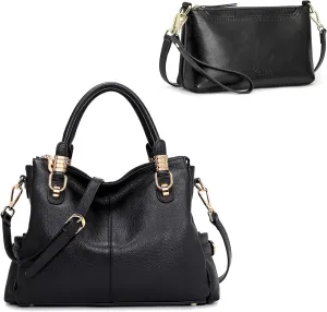 Kattee Genuine Leather Tote Bags Bundle with Small Crossbody Bags for Women
