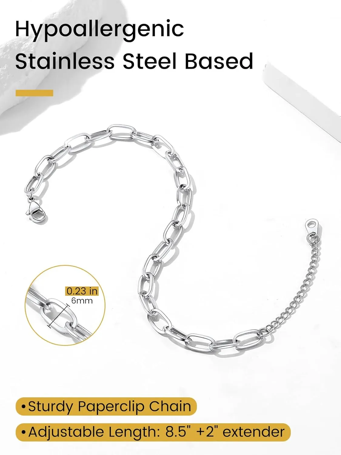KeyStyle Ankle Bracelets Set for Women, 14k Gold Plated Paperclip Anklets Stainless Steel Paper Clip Chain Layered Anklet Pack Summer Jewelry(2PCS, 3PCS)