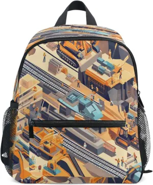 Kids Backpacks Boy's Girl's Waterproof Diaper Bag Backpack with Chest Strap Construction Scene Dump Truck