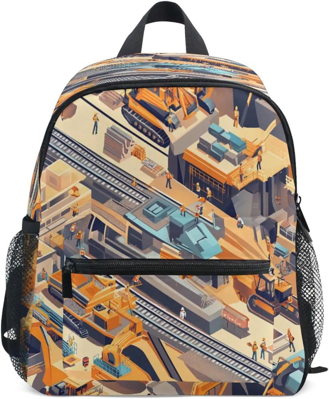 Kids Backpacks Boy's Girl's Waterproof Diaper Bag Backpack with Chest Strap Construction Scene Dump Truck