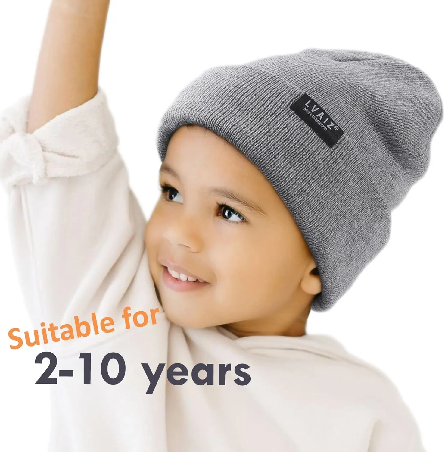 Kids Winter Satin Lined Beanie Hats Toddler Warm Cuffed Hat with Silky Lining Children Knitted Watch Hat 2-10 Years