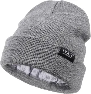 Kids Winter Satin Lined Beanie Hats Toddler Warm Cuffed Hat with Silky Lining Children Knitted Watch Hat 2-10 Years