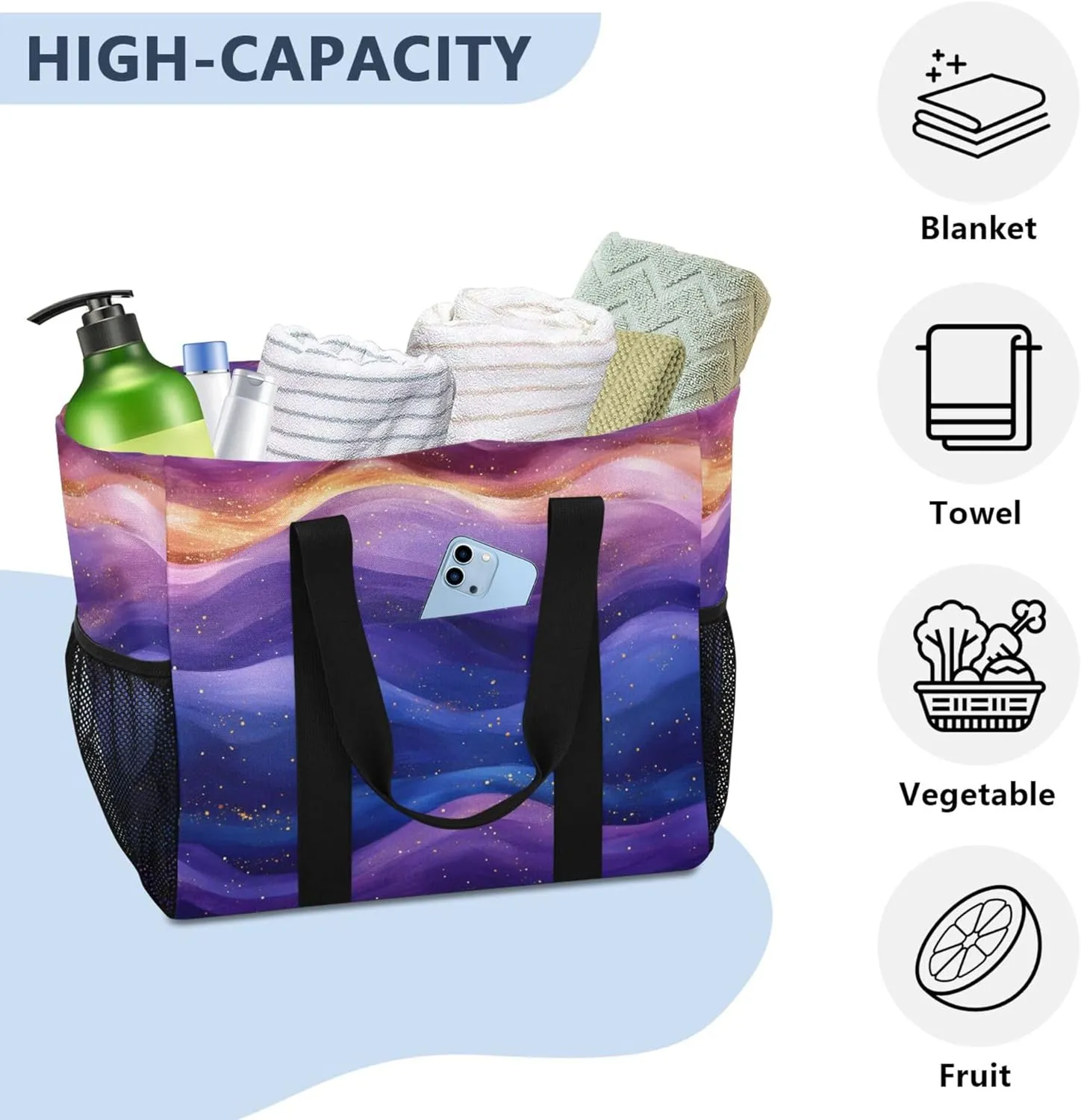 KLL Utility Tote Bags For Women Canvas Foldable With Pockets Carrier Bags