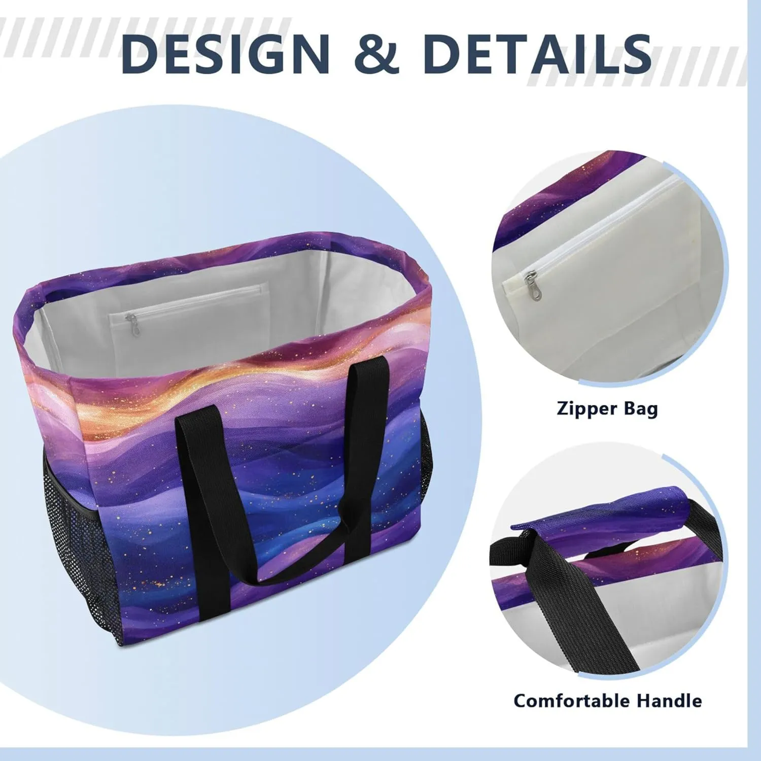 KLL Utility Tote Bags For Women Canvas Foldable With Pockets Carrier Bags