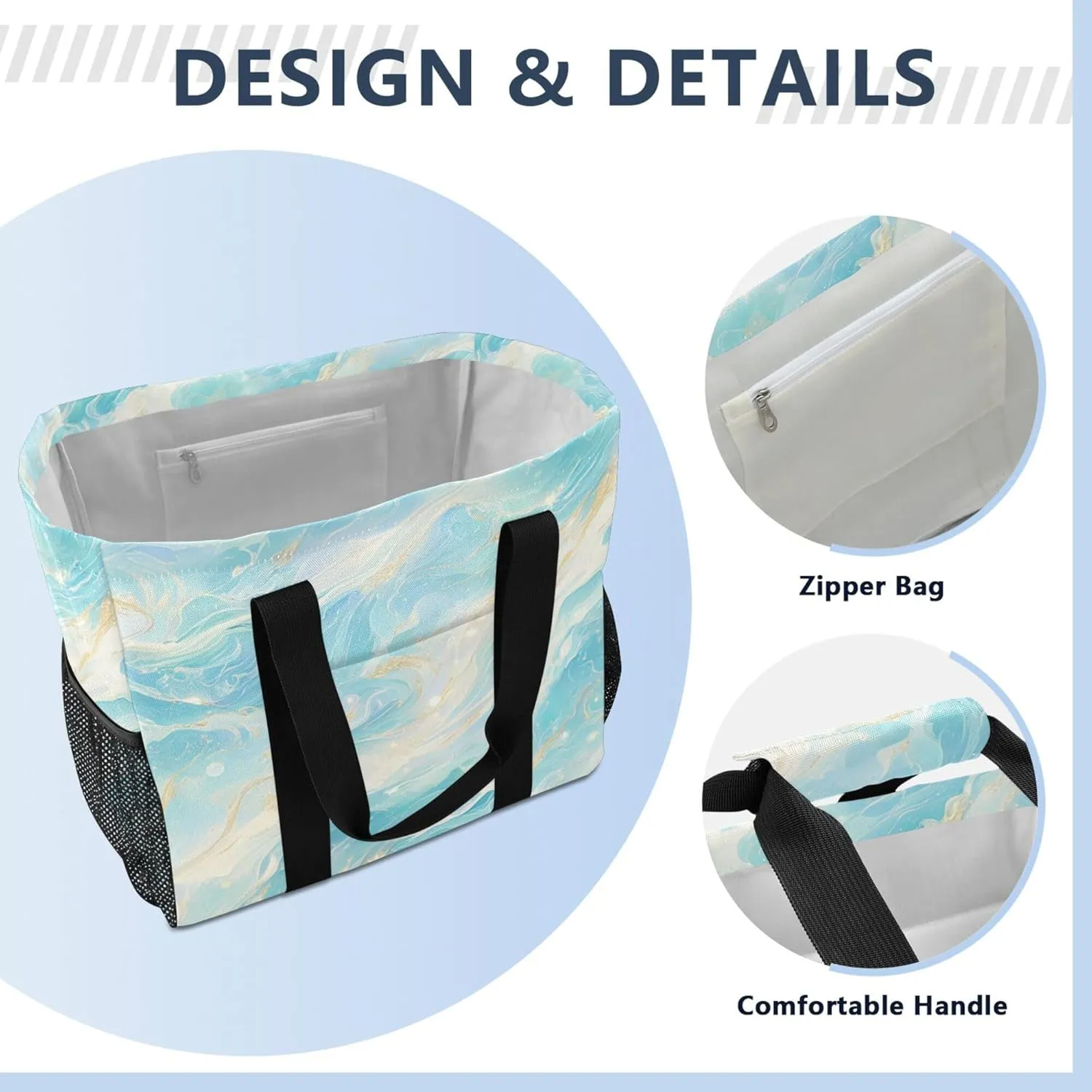 KLL Utility Tote Bags For Women Canvas Foldable With Pockets Carrier Bags