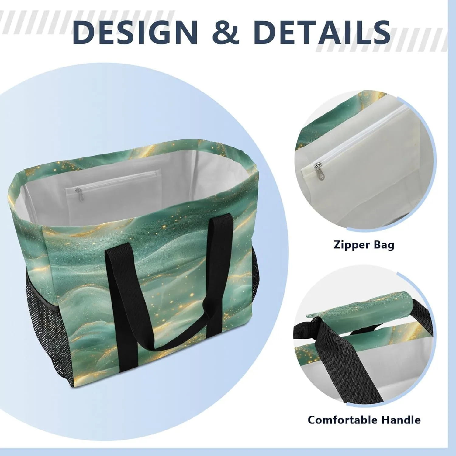 KLL Utility Tote Bags For Women Canvas Foldable With Pockets Carrier Bags