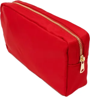 La Sorella Red Nylon Chenille Makeup Bag, Customizable Pouch Bag, Water-resistent travel bag (Red)