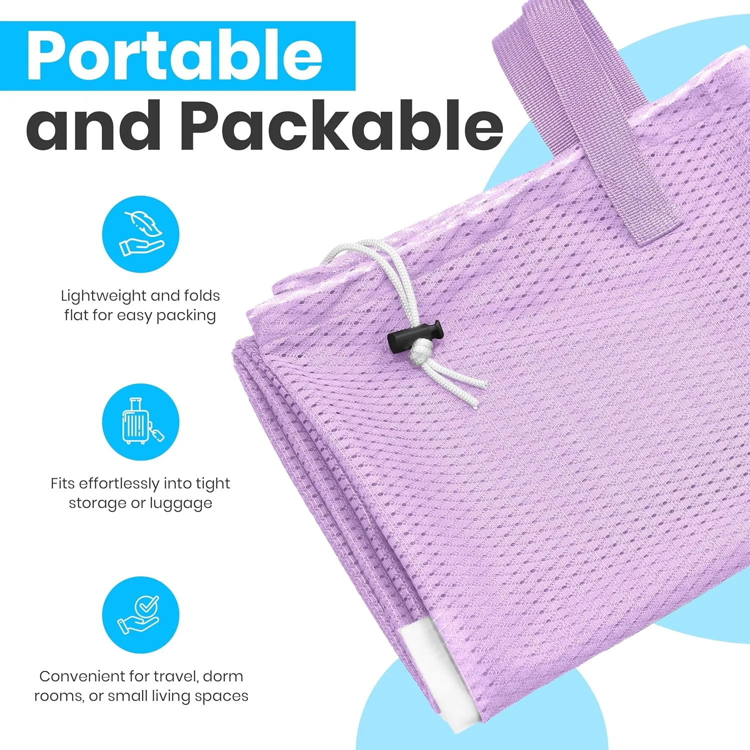 Large Mesh Laundry Bag - Carry Handles, Secure Drawstring Closure, Machine Washable, Spacious Storage, Durable Soft Mesh Net Material, College Dorm, Camp, Laundromat. (Purple)