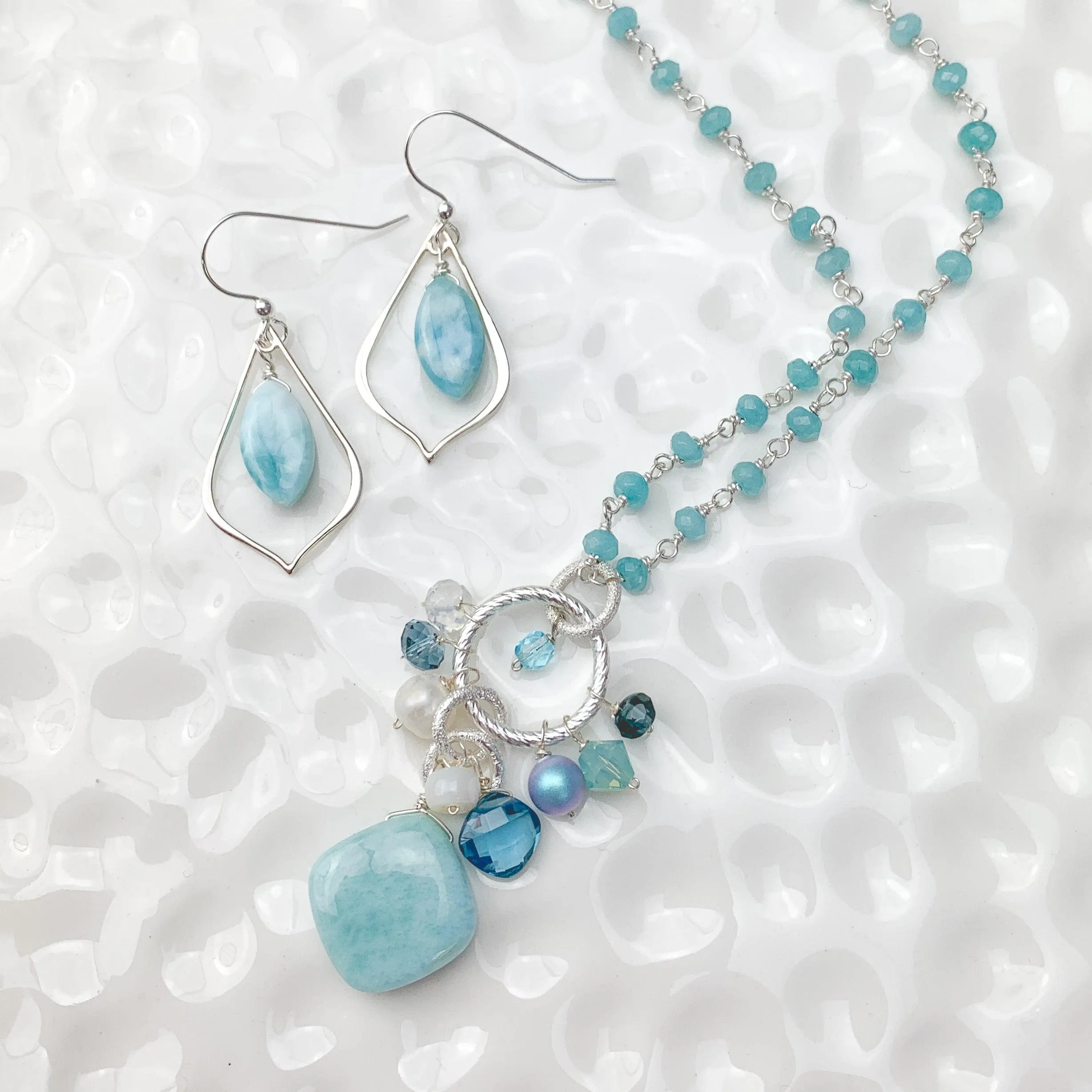 Larimar Petal Earrings