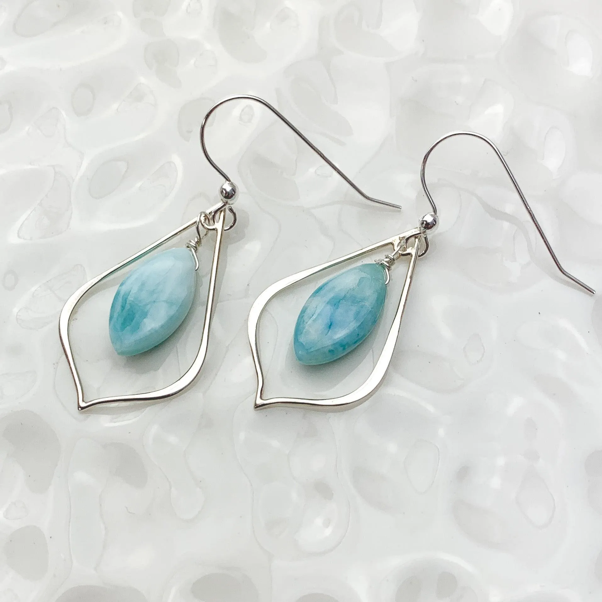 Larimar Petal Earrings