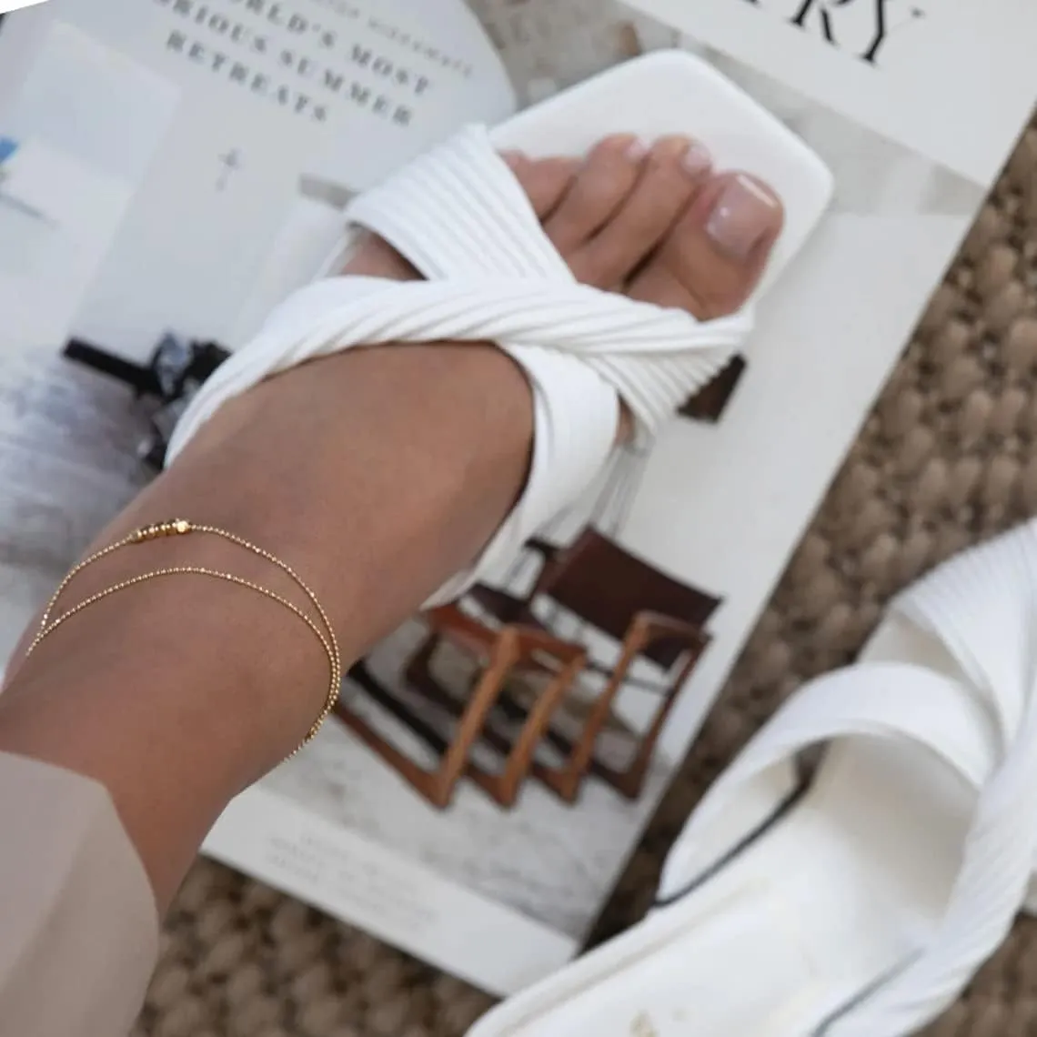 Layered Ankle Bracelets for Women 18K Gold Plated Dainty Fishbone Snake Chain Fine Bead Paperclip Peach Heart Anklets for Women Waterproof Minimalist Simple Anklets Fashion Summer Jewelry Anklet For Women